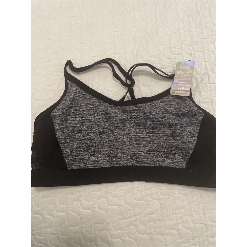 NWT Victorias Secret PINK Small S Ultimate Sports Bra Unlined Quick Dry Black